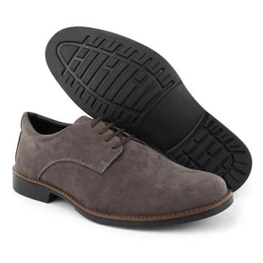 Imagem de Sapato Social Masculino Marrom em Camurça – Conforto e Elegância para o Dia a Dia, Solado Emborrachado e Cadarço Clássico. (Cinza, BR, Adulto, Numérico, 42)