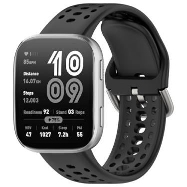 Imagem de Nacorulu Compatível com pulseira Amazfit Bip 6, pulseira de silicone de 22 mm de largura para smartwatch Amazfit Bip 6 (preto)