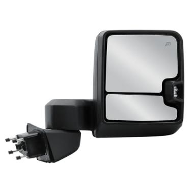 Imagem de Espelho de reboque da porta do lado direito do passageiro vidro aquecido com luz de seta de posição luz texturizada preta traseira sensor de temperatura manual dobrável telescópio manual para GMC