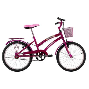 Imagem de Bicicleta Infantil Feminina Aro 20 Susi Rosa Vernis com Paralamas, Bagageiro e Cestinha - Dalannio Bike