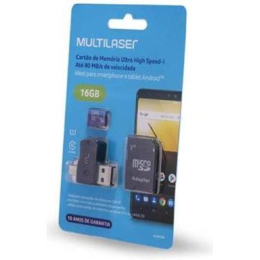 Imagem de Adaptador Dual para Celular e USB com SD 16gb Classe 10 - Multilaser, 