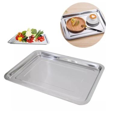Imagem de Bandeja Aço Inox Retangular Rasa 40x30 Restaurante Buffet - Chinatown