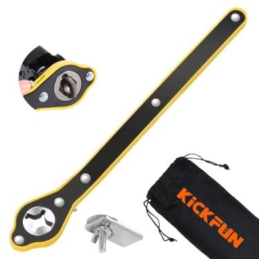 Imagem de KickFun Chave catraca para carro com economia de mão de obra para macaco de tesoura de carro, roda giratória de 360°, ferramenta de reparo de alavanca de elevação para carro/vans, viagens/SUVs, cabeça