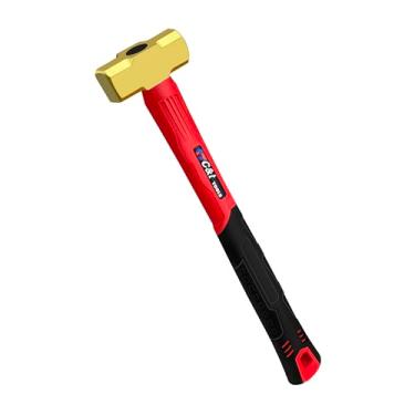 Imagem de C&T Marreta de latão de 500 g, não cintilante, cabo de fibra de vidro confortável, 450 g, não magnético, resistente à corrosão