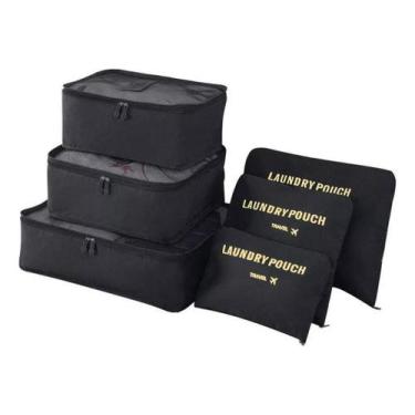 Imagem de Kit Organizador De Malas Essencial Para Viagens 6 Pecs Preto - Trilha 