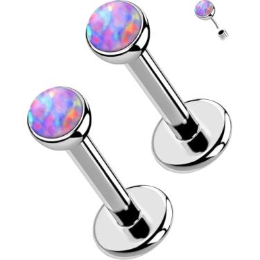 Imagem de OUFER 2 peças 16G/20G brincos de nariz lábios, G23 titânio sólido sem rosca push in nariz narina lábio labret medusa Monroe Helix cartilagem tragus concha lóbulo piercing joias para mulheres e homens