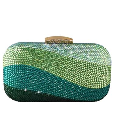 Imagem de Boutique De FGG Bolsas Mão Luxo Com Cristais Sea Wave Para Mulheres, E Carteiras Casamento Strass Verde Degradê