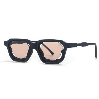 Imagem de HPIRME Óculos de sol punk retrô, feminino, masculino, festa, vintage, UV400, para áreas externas, hip hop (preto champanhe)