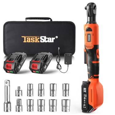 Imagem de TaskStar Conjunto De Chaves Catraca Elétricas De 3/8'', Chave Catraca Sem Fio De 60 Ft·Lb, 2 Baterias De 2,0 Ah E Carregador Rápido, Gatilho De Velocidade Variável, Adaptador De 1/4" E 1/2", Barra