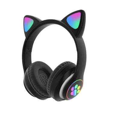 Imagem de Fone gato Fone De Ouvido carinha Sem Fio Bluetooth Com Orelhas De Gato (Preto)