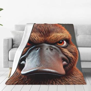 Imagem de FAMEMBERPERS Cobertor de desenho animado de ornitorrinco para adultos, crianças, mulheres, colcha de flanela, confortável, confortável, cobertor de sofá de 203 x 152 cm, cobertores leves para sala de