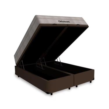 Imagem de Cama Box Baú Queen Bipartido Marrom Colchão Molas Ensacadas Airtech Spring 158x198 - Or...