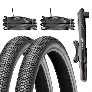 Imagem de Par Pneus Eruption Levorin Aro 29 x 2.30 Bike Banda Leve Arame + 2 Camara Bico Fino Mini bomba de ar