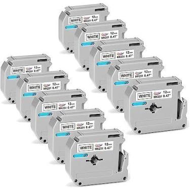 Imagem de 10x Fita para Rotuladora M-K231 12MM X 8MM PRETO/BRANCO - MasterPrint