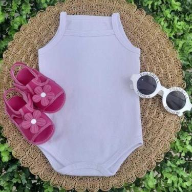 Imagem de Conjunto Sandália Com Body Alcinha Liso Branco Bebe Menina Roupa Verão