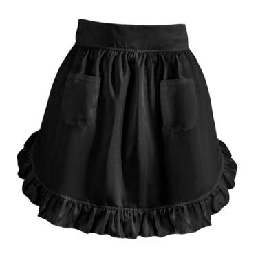 Imagem de Fxzqgnh de Cintura, Meio, Macio, Fofo, Leve, Moderno, com Bolsos, Acessórios de Cozinha para Floricultura, Garçonete, Cozinha, Panificação, Preto, Tamanho real