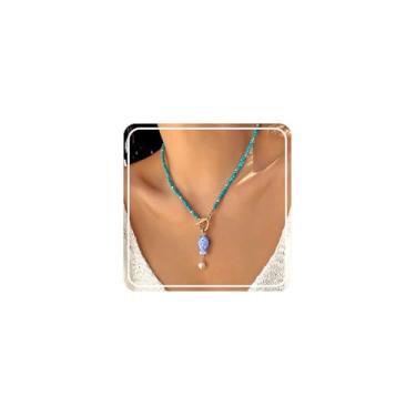 Imagem de RINHOO FRIENDSHIP Colar de Peixe de Cerâmica Boho Beachy Havaiano Colorido, Gargantilha de Verão, Colar de Peixe Delicado para Mulheres e Homens, Medium, Metal, Sem Pedra Preciosa