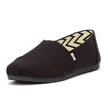 Imagem de TOMS Mocassim feminino de lona de algodão reciclado Alpargata, Preto/preto, 36