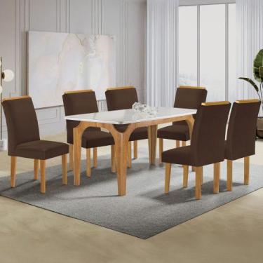 Imagem de Mesa de Jantar 6 Lugares Melina Luisa com Vidro Cinamomo/Off White/Mar
