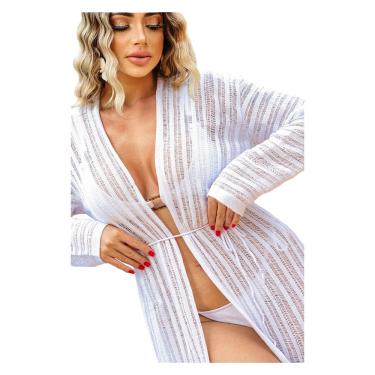 Imagem de Saída de praia Luxo Longa Kimono feminino Tricot Maxi Verão