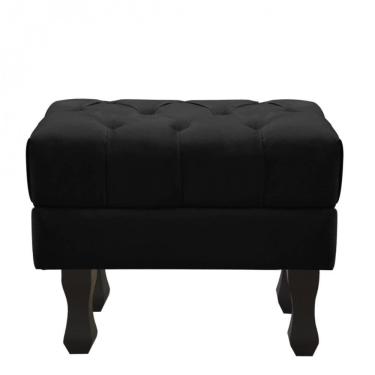 Imagem de Puff Decorativo Luis Xv Pés Madeira Preto Bebezin