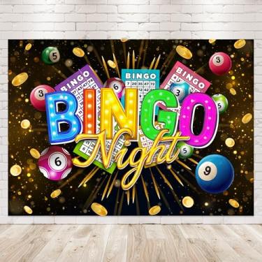 Imagem de Newsely Pano de fundo noturno de bingo, 17 x 13 cm de altura, para fotografia, jogos coloridos, cartões de bilhar, moedas, concurso de sinuca, bola vencedora para adultos, decoração de festa de