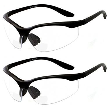 Imagem de grinderPUNCH 2 pares de óculos de segurança ANSI Z87 resistentes a impactos antiderrapantes envolvem lentes transparentes bifocais óculos de leitura dioptria/+2,50