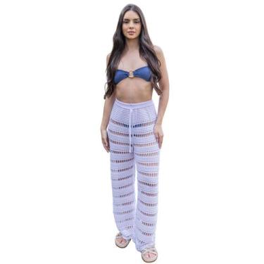 Imagem de Saída de Praia Feminina Calça Tricot Tamanho Único Verão 26 - Sem Marc