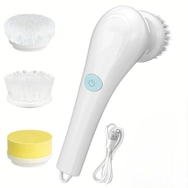 Imagem de Kit escova Eletrica de Limpeza 5 em 1 Sem Fio Limpador Multiuso Pratico Para Cozinha Banheiro prático & REFIL de escova(3 em 1)