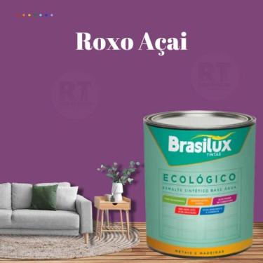 Imagem de Esmalte Sintético Brasilux Base Água Ecologico Cor Roxo 800ML Brilhant