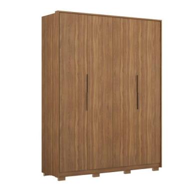 Imagem de Roupeiro de Casal Luna c/ Pés 4 Portas Amêndola - Bela Móveis - Demart