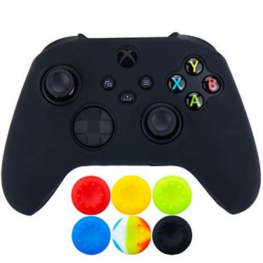 Imagem de 9CDeer 1 Piece of Silicone Protective Thick Cover Skin + 6 Thumb Grips for Xbox Series X/S Controller Black