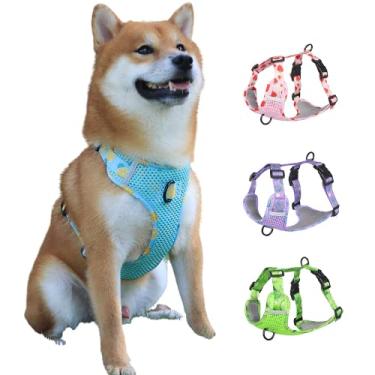 Imagem de Harikaji Peitoral respirável para cães para o verão, sem puxão, ajustável, anel em D, peitoral refletivo, cinto para caminhada para cães pequenos e grandes (azul lago, P)