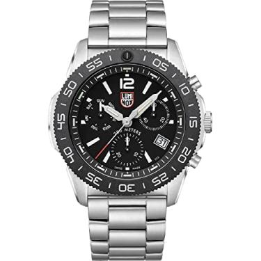 Imagem de Luminox Relógio de mergulho analógico masculino Pacific Diver com cronógrafo prata/preto de 44 mm, Preto, Casual, vestido/formal, esportivo