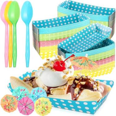 Imagem de Conjunto de bandejas de comida FoldTier Banana Split Boats com guarda-