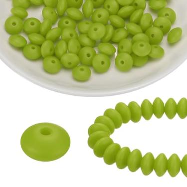 Imagem de HARFINGTON 100 contas de silicone 12 mm contas focais de borracha de lentilha a granel para canetas, chaveiro, pulseira, colar, artesanato, faça você mesmo, Celadon