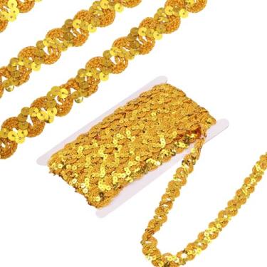 Imagem de GLOBLELAND 24 metros de lantejoulas douradas de Natal com acabamento em renda 19 mm lantejoulas onduladas franja guarnição fita fita fita de fita Pailletten para casamento, fantasia, bijuteria