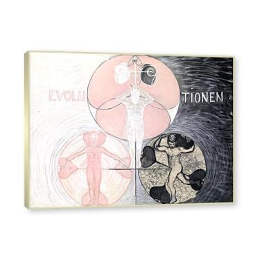 Imagem de NHLDZYH Moldura de champanhe. Pôster Hilma Af Klint, (Evolução, nº 02), reproduções de pinturas famosas, imagem de arte abstrata para sala de estar quarto decoração de casa. 80 x 105 cm - 31,5 x 41,3