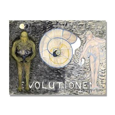 Imagem de NHLDZYH Pôster Hilma Af Klint, (Evolução, nº 04), reproduções de pinturas famosas, imagem de arte abstrata para sala de estar quarto decoração de casa. Tela de 70 x 90 cm - 27,6 x 35,4 pol