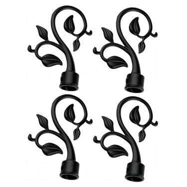 Imagem de ESSMOKO Extremidades de mastro de cortina 4 peças 22 mm forma de broto ponta de haste romana material plástico cabeça decorativa preto 22 mm