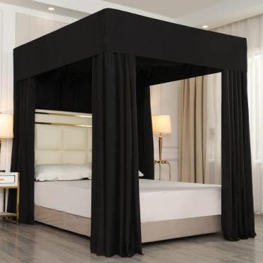 Imagem de Cortinas de cama com dossel Mengersi Black Sheer Cover em tamanho real