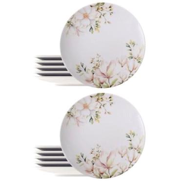 Imagem de Jogo 12 Pratos de Porcelana 28cm Magnólia Tramontina Mesa Posta Restaurante