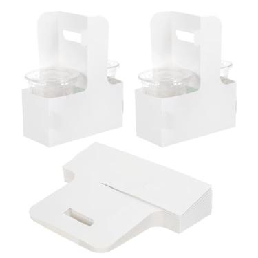 Imagem de PATIKIL Porta-bebidas com alça, 15 peças de papelão kraft, 2 porta-copos para bebidas quentes ou frias, sacos de presente de flores, caixas de embalagem floral, festa, branco