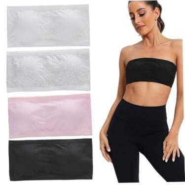 Imagem de 4 peças de sutiã sem alças para meninas, sem costura, elástico, acolchoado, sem alças, sutiã de treinamento de algodão macio e confortável para meninas adolescentes