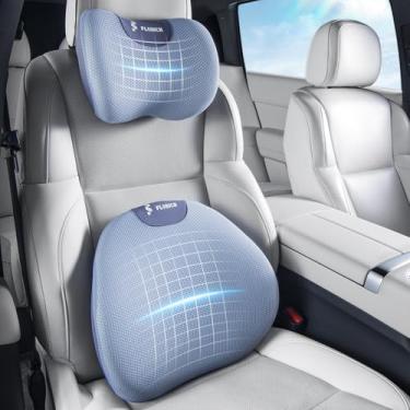 Imagem de FLORICH Almofada de apoio lombar e travesseiro de pescoço para cadeira de escritório, suporte ergonômico de espuma viscoelástica para escritório, cadeira de jogos, assento de condução, cadeira de