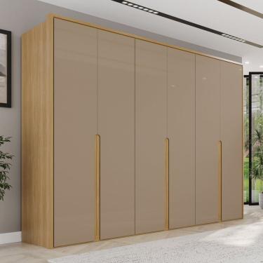Imagem de Guarda-roupa Casal 6 Portas 6 Gavetas 100% Mdf Lizz Hannover/Cinza