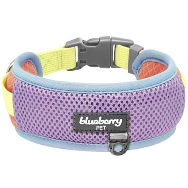 Imagem de Blueberry Pet Coleira de cachorro leve acolchoada de malha vibrante em coral e lilás, grande, pescoço 45,7 a 66 cm
