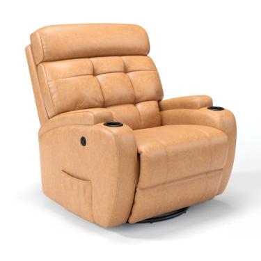 Imagem de Poltrona do Papai Reclinável Elétrica com Base Giratória e Balanço em Tecido Corino Damie
