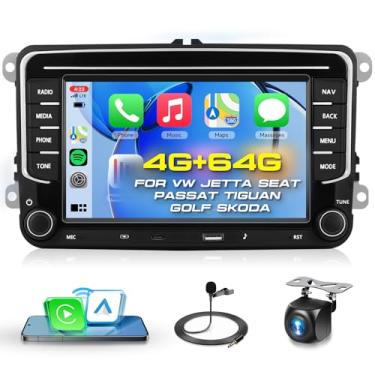 Imagem de [Tipo-C+USB] 4G + 64G para VW Jetta Seat Passat Tiguan Golf Skoda com Carplay sem fio/Android Auto, tela IPS sensível ao toque de 17 polegadas, som automotivo com Android 13 DSP áudio, GPS, WiFi