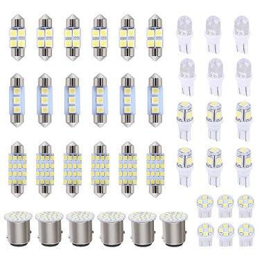 Imagem de Oskkude 42 peças de luzes LED interiores para carro, cúpula de LED branca super brilhante, lâmpadas LED de festão interior LED lâmpadas de substituição para porta de mapa de carro cortesia luzes de